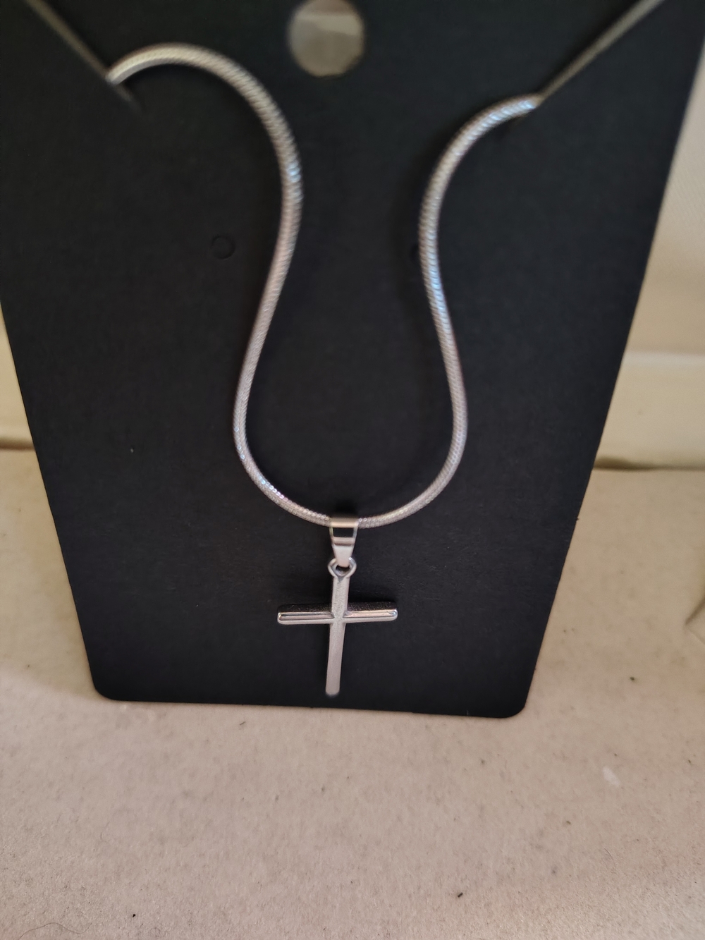 ✝️📿Brand New Silver Cross Snake Chain Necklace Minimalist Adjustable✝️📿